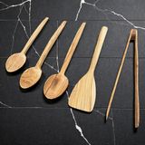 Odea El Yapımı Doğal Zeytin Ağacı 5 Parça Mutfak Seti - Sağlıklı Pişirme ve Servis Gereçleri (3 Boy Kaşık, Spatula ve Servis Maşası)
