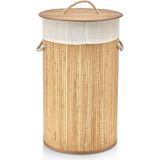 Odea El Yapımı Hasır Katlanır Çamaşır Sepeti Yuvarlak 55 Litre (35CM*35CM*61CM), Doğal Malzemeden Üretilmiş Çamaşırlık (Naturel) - 35 x 35 cm - 00-Siyah - Beyaz