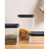 Odea English Home Boston Plastik 3’lü Dikdörtgen Erzak Kabı 700 + 1500 + 2000 ml Antrasit - Abanoz