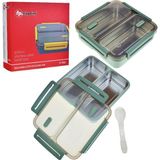 Odea Fixpoint Paslanmaz Çelik Beslenme Kabı, 1050ML, Yeşil, Çok Bölmeli, Kaşık Çatal Dahil, P-1421 - Adaçayı