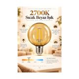 Odea G95 Dimmerli Rustik Gün Işığı 2700K Amber LED Ampul Filament E27 Duylu Filamanlı Edison Ampül [enerji Sınıfı A]