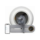 Odea Haustier MSP01 Akıllı Otomatik Kedi Tuvaleti, Uzaktan Kontrol, 65LT Hazne, 9lt Çöp Haznesi-Iyonizer Kötü Koku Giderici, Ağırlık Sensörlü Beyaz + 45 Adet Çöp Torbası, Beyaz