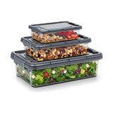 Odea Hobby Life Elite 3’lü Kilitli Saklama Seti (3L+1.5L+0.85L) – Iç Içe Geçen Yer Tasarruflu, Şeffaf Antrasit Premium Gıda Kabı