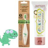 Odea Jack N' Jıll Jack N Jill Doğal Diş Fırçalama Seti (Dino Diş Fırçası + Ahududu Aromalı Macun 50G) - 00-Siyah - Beyaz