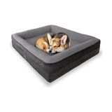 Odea Jungolica Felix Köpek Yatağı Antrasit Orta 75X95 Cm, Visco SÜNGER,%100 Su Geçirmez Alez, Çıkarılabilir Yıkanabilir Kılıf, Kaydırmaz Taban, Teddy Dokulu Kedi & Köpek Minderi