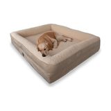 Odea Jungolica Felix Köpek Yatağı Bej Küçük 55X75 Cm, Visco SÜNGER,%100 Su Geçirmez Alez, Çıkarılabilir Yıkanabilir Kılıf, Kaydırmaz Taban, Teddy Dokulu Kedi & Köpek Minderi - 100 x 100 x 10 cm