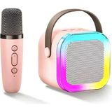 Odea K12 Kablosuz Bluetooth Hoparlör Pembe Karaoke Mikrofon 5 Ses Efektli Rgb Hd Stereo Ses Usb/sd/fm - Adaçayı Yeşili