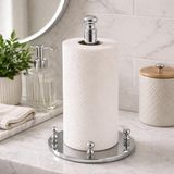 Odea Kağıt Havluluk, Dikey Standlı Mutfak Kağıt Havluluk, Banyo, Yuvarlak Taban, Premium Parlaklık, Kalite, Krom - Ahşap