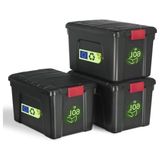 Odea Kapaklı Büyük Saklama Kutusu Seti, 60L, 3'lü Paket, Bpa Içermez, Siyah - 001-Renkli