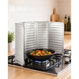 Odea Katlanabilir Alüminyum Ocak Yağ Sıçrama Koruyucu Panel, 84 x 32,5 Cm, 5 Panelli Ayarlanabilir Tava ve Tencere Koruma Bariyeri