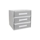 Odea Katlanabilir Üç Çekmeceli Dolap Düzenleyici Çamaşır Organizeri Takı Kutusu Gardrob Kumaş Düzenleyici 32X32X32CM (1)