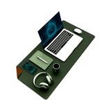 Odea Klasse Çift Renk Dikişli Pu Deri Masa Matı 80X40 cm Mousepad, Su Geçirmez Masa Sümeni, Çift Taraflı Kullanım, Dizüstü Bilgisayar/ofis/ev Için, Kaymaz Taban (Koyu Yeşil ve Taba) - 41 Delft Blue