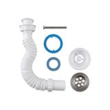 Odea Körüklü Lavabo Sifonu, Paslanmaz Çelik Süzgeçli Esnek Gider Borusu, Uzayabilir ve Kıvrılabilir Tahliye Hortumu, Banyo ve Mutfak Lavabosu Için Komple Set - 0,12 mm - 275 m