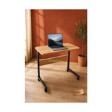 Odea Laptop Sehpası ve Çalışma Masası Yükseklik Ayarlı Tekerlekli Oval Kenar (80 Lik Sehpa) - Ahşap - Bej - Siyah