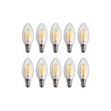 Odea LED Rustik Mum Buji Ampul – E14 Duy, 4W (35W Eşdeğer), 3000K Günışığı, 400 Lümen – 220-240V, 3.5X10 cm – 10’lu Paket [enerji Sınıfı F]