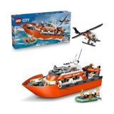 Odea LEGO City Sahil Güvenlik Kurtarma Botu ve Helikopteri 60504 | 7 Yaş ve Üzeri Erkek ve Kız Çocuklar Için 5 Minifigür ve 1 Köpek Figürü Içeren Oyuncak Yapım Seti, Hediye Fikri (742 Parça)