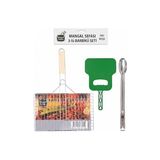 Odea Mangal Teli, Küçük Izgara, Ahşap Saplı, 35X20 Cm, Piknik Için Ideal, Tek Kullanımlık, Mangal Izgara (Tek Izgara+Yelpaze+Maşa) - 35 x 20 cm