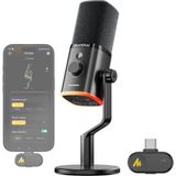 Odea Maono Kablosuz Dinamik Mikrofon, Usb-C, Kablosuz ve Kablolu Çift Mod, 7 Katmanlı Gürültü Azaltma, Rgb Pc Masa Mikrofonu, Oyun/akış / Toplantılar Için, PD100 W, Siyah - 10 Adet