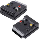 Odea Monte Lua Ayarlanabilir Av Adaptörü (Scart, 3 x Cinch Soketi, S-Video Soketi) Siyah Renk, Scart To Rca Tos Av Skart Çevirici Dönüştürücü S-Video Adaptör - 1-Siyah
