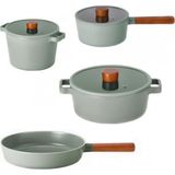 Odea Neoflam Fika Gri Döküm Alüminyum 7 Parça Tencere Seti, 22-24 cm Tencere, 18 cm Sütlük, 24 cm Tava - 0 - 19 L