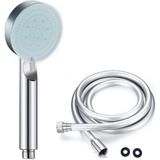 Odea Nerolıa Stoneseries Lüks Duş Seti - 3 Farklı Püskürtmeli Full Krom Kaplama El Duşu + 150 cm Gümüş Pvc Duş Spirali - Paslanmaz, Kopmaz, Kırılmaz Çelik Bağlantılı Pvc Duş Hortumu - Ahşap