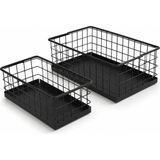 Odea Orret Home 2’li Metal Sepet Organizer, Siyah Tel Saklama Sepeti, Paslanmaz Çok Amaçlı Mutfak Banyo Ofis Dolap Içi Masa Üstü Raf Tezgah Düzenleyici Set, 25 ve 30 cm - 001-Renkli