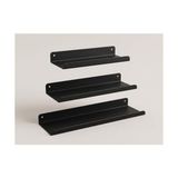 Odea Orret Home 3’lü Metal Duvar Rafı Yapışkanlı Raf Seti Banyo Rafı Mutfak Rafı Dekoratif Duvar Rafı Siyah Minimal Raf Organizer Seti 30-35-40 cm