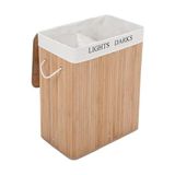 Odea Orret Home Doğal Bambu Katlanabilir Kirli Çamaşır Sepeti, Yıkanabilir Çıkarılabilir Astar Torbalı, Sele Görünümlü Şık ve Dayanıklı Çamaşır Sepeti, Kapaklı ve Ergonomik Tasarım (2 Bölmeli) - 00-Siyah - Beyaz
