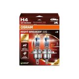 Odea Osram H4 Night Braker 220 Ampul, 12V,%220 Fazla Işık, 2'li Paket