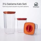 Odea Ottohaus 3’lü Tam Vakumlu Sızdırmaz Saklama Kabı Seti, 500ML-1100ML-1700ML, Şeffaf Gıda ve Sıvı Saklama Kabı - Abanoz