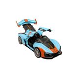 Odea Oyuncak 1:24 Ölçek Diecast Metal Laker.s Spor Araba – Işıklı Sesli Buharlı Çek Bırak Model Araç (Kapıları Açılır) (Mavi)