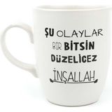 Odea Palto Tasarım Şu Olaylar Bir Bitsin Düzelicez Inşallah Krem Oval Kupa - Hediye Seramik Kupa - 00-Siyah - Beyaz