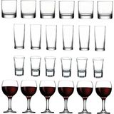 Odea Pasabahce Paşabahçe 24 Parça Istanbul Viski Rakı Shot ve Şarap Bardağı Seti - 00-Siyah - Beyaz