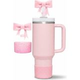 Odea Pembe Simli Silikon Termos Taban Koruyucu ve Pipet Tıpası Seti - 0,250 gr