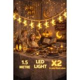 Odea Pilli LED Işık, Şerit LED 1,5 Metre Sarı Işıklar Peri Işıkları Aydınlatmalı Şerit LED LED Işık Şerit LED Işık 3 Yıldız 1 Ay - 1 x 100 cm - 00 Beyaz