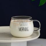 Odea Porsima 2088 Borosilikat Isıya Ateşe Dayanıklı Cam Kulplu Çay Bardağı Kahve Bardak Kupa Şeffaf 400 ml - 00-Siyah - Beyaz