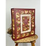 Odea Rabsev 10X15CM 500 Fotoğraf Kapasiteli Kutulu Çiçek Desenli Lüks Ofset Fotoğraf Albümü (Bordo)