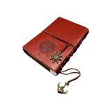 Odea Retro Vintage Pusula Baskılı Çapa ve Dümen Kolye Uçlu Deri Kapaklı Günlük Not Defteri Denizci Defter Özel Tasarım Hediyelik Kahverengi