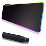 Odea Rgb LED Işıklı 90X40 cm Düz Baskısız Siyah Gaming Mouse Pad - Ahşap