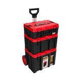 Odea S-M-L Master Case 3'lü Modüler Tekerlekli Takım Çantası Seti, Organizerli Alet Taşıma ve Depolama Sistemi, Çekçek Kollu, Büyük Hacimli, Elektrikçi Tesisatçı Servis Için, Kırmızı-Siyah - 001-Renkli