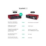 Odea Scarlett 2i2 Gen 4 Ses Kartı: Kayıt, Şarkı Yazma, Yayın ve Podcasting Için USB Audio Arayüzü, Stüdyo Kalitesinde Kayıt ve Kayıt Yapmanız Için Gerekli Tüm Yazılımlar