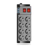 Odea Smayling 8 Prizli Çoklu Priz - 3 USB Hızlı Şarj Portu, Çift Anahtarlı Güvenli Kontrol, Aşırı Akım & Kısa Devre Koruma, 4000W Güç Destekli Çoklu - Ahşap - Bej - Siyah