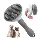 Odea Sogud Gri Otomatik Temizlenen Tüy Toplama Tarağı – Basmalı Mekanizmalı Kedi ve Köpek Tarak – Çelik Iğneli, Cilt Dostu, Ergonomik Saplı – Uzun ve Kısa Tüyler Için Bakım