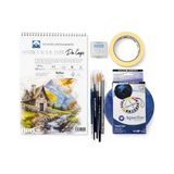Odea Suluboya Seti, A4 300 gr Defter, Daler Rowney Aquafine 18 Renk, Van Gogh Fırça Seti, Maskeleme Bandı