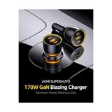 Odea Superauto Araç Içi Şarjı, 3 Portlu Pd 170W Type-C To Type-C, Usb, Hızlı Şarj Çakmaklık Adaptörü, Siyah