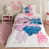 Odea Taç Lisanslı Disney Lilo & Stitch Çizgi Film Karakteri Pamuk Nevresim Takımı, Çok Renkli, Tek Kişilik - 001-Renkli