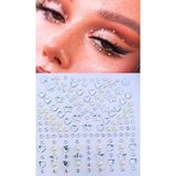 Odea Taş Sticker Yapışkanlı Saç, Yüz, Tırnak, Makyaj Nane Süs Taşı Işıltılı Parlak Beyaz Inci, Yıldız, Kalpli Model,