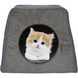 Odea Tr 3 Fonksiyonlu Katlanır Kedi Yatağı ve Evi - Alaska/eskimo Tarzı Mağara (Gri, Düz) - Ahşap