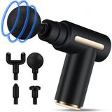 Odea Tr Kas Rahatlatıcı Masaj Tabancası, 3800 Rpm Şarjlı Darbeli Titreşimli Sporcu Masaj Aleti, 4 Başlıklı Derin Doku Boyun Sırt Bel Bacak Ağrı Giderici, Egzersiz Sonrası Kas Gevşetici Masaj Cihazı - 000-Siyah