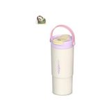 Odea Tumbler Mug 660 ml Tek Kapak Çift Kullanım Pipetli Rahat Içim Kulplu Paslanmaz Çelik Termos 1102-660ML Beyaz